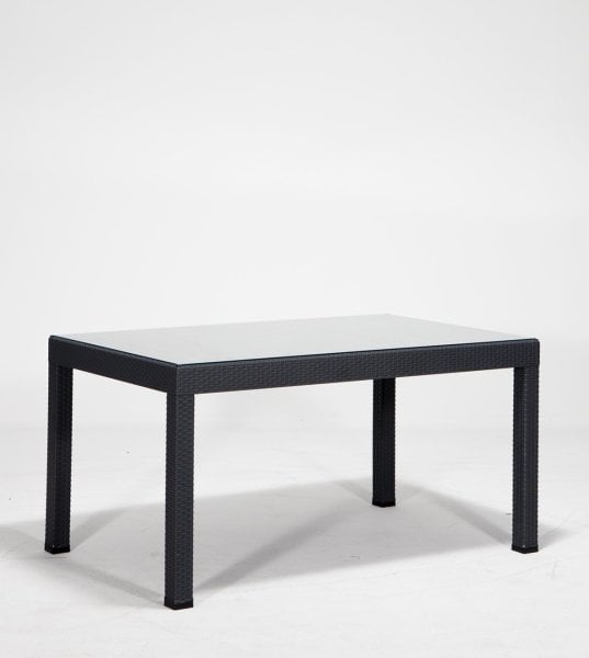 Rattan Camlı Large Masa - Çok Renkli Cappucino