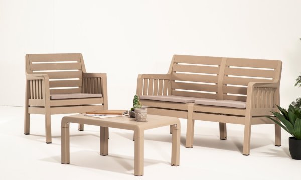 Lara Bahçe Balkon Oturma Grubu Minderli Cappucino