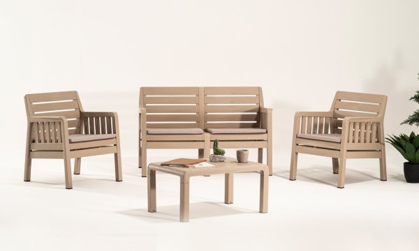 Lara Bahçe Balkon Oturma Grubu Minderli Cappucino