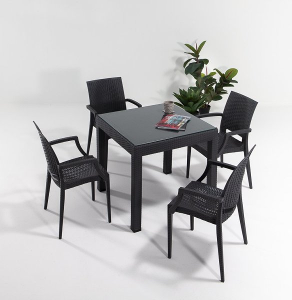 Rattan Lüks Camlı Masa Seti