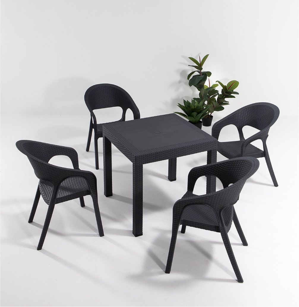 Garden Rattan Masa Seti Antrasit