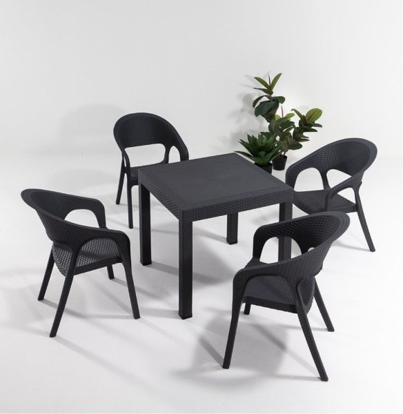 Garden Rattan Masa Seti Cappucino