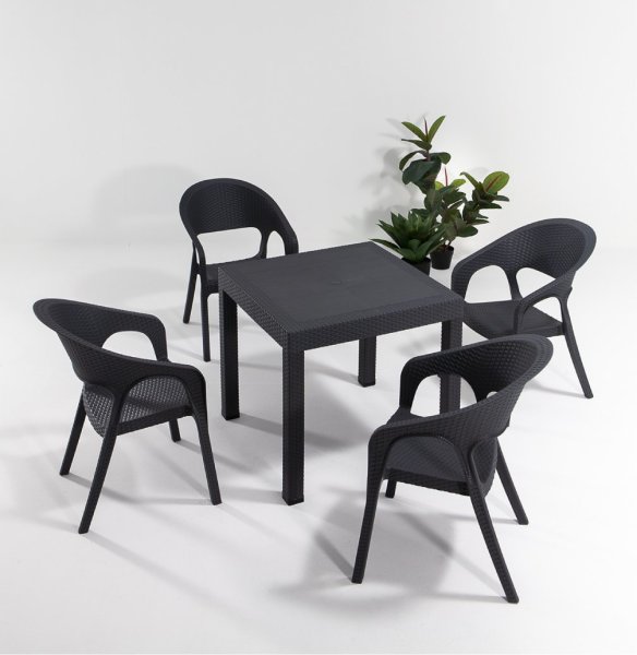 Garden Rattan Masa Seti Kahve