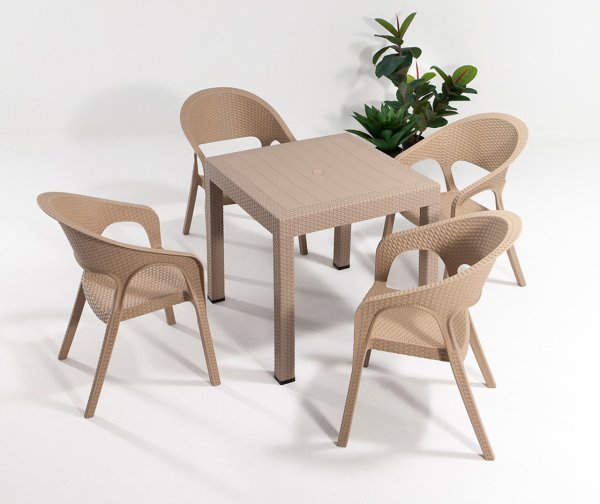 Garden Rattan Masa Seti Kahve