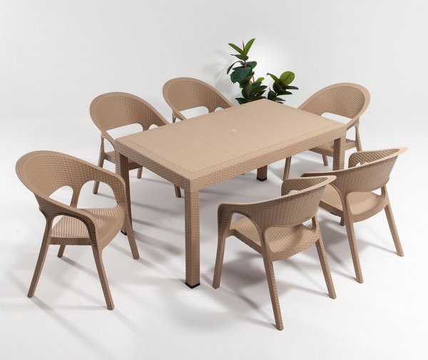 Garden Large Rattan Masa Seti Antrasit