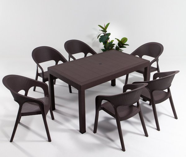 Garden Large Rattan Masa Seti Antrasit