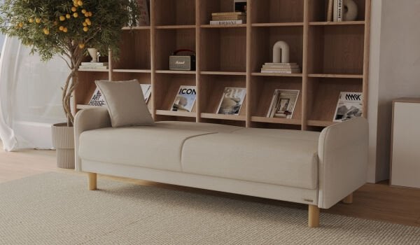 Eco Bohem Üçlü Koltuk Krem