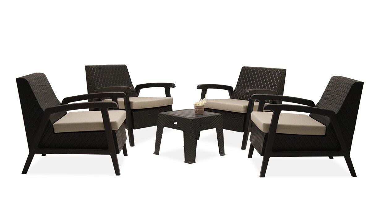 Vega 1+1+1+1+S Bahçe Balkon Oturma Grubu (Minderli) - Antrasit