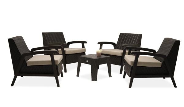 Vega 1+1+1+1+S Bahçe Balkon Oturma Grubu (Minderli) - Antrasit