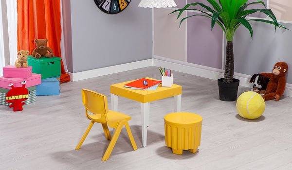 Junior Çocuk Kare Aktivite Masa Seti Sarı