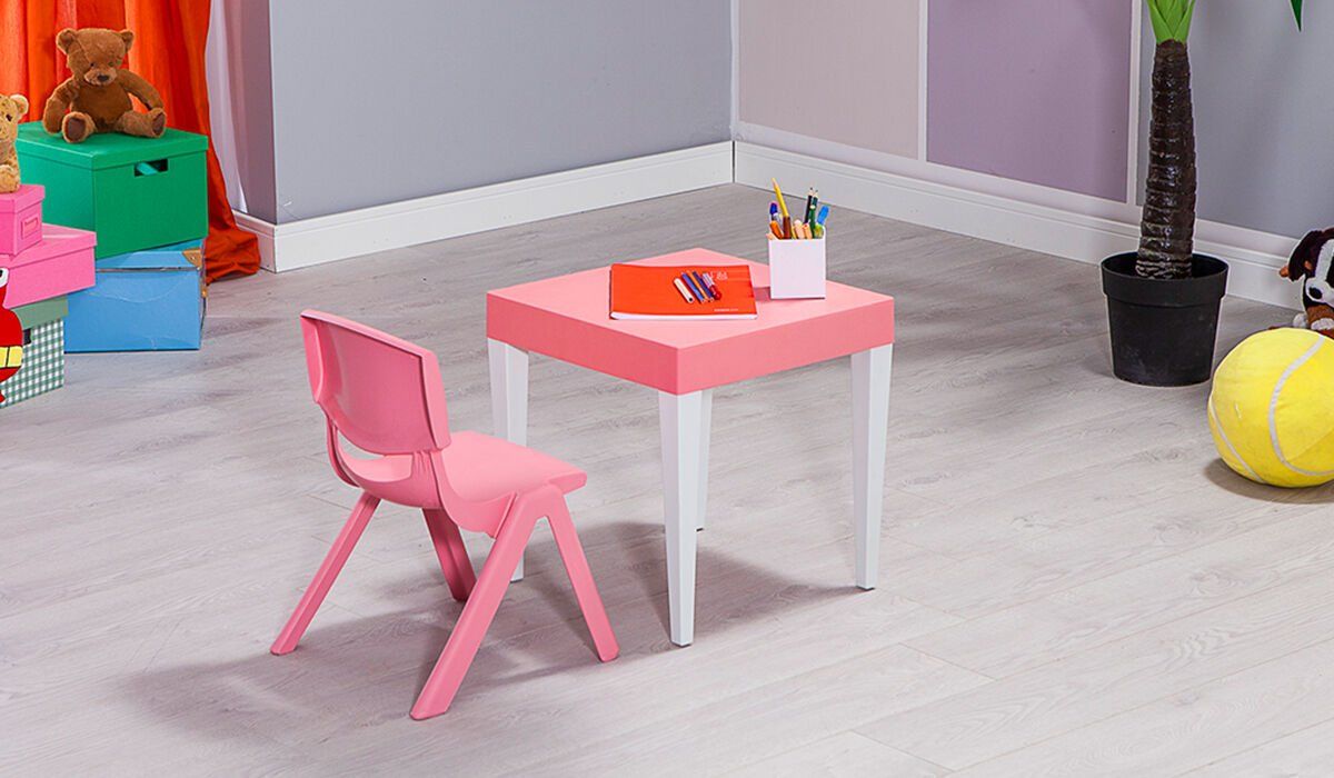 Junior Kare Çocuk Aktivite Masa Seti 2 Pembe