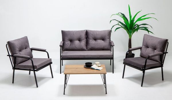 Riva Sehpalı Bahçe Balkon Oturma Grubu Antrasit