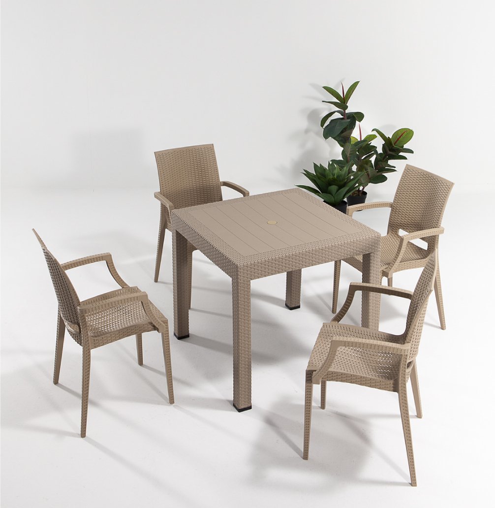 Rattan Masa Seti Lüks Cappucino