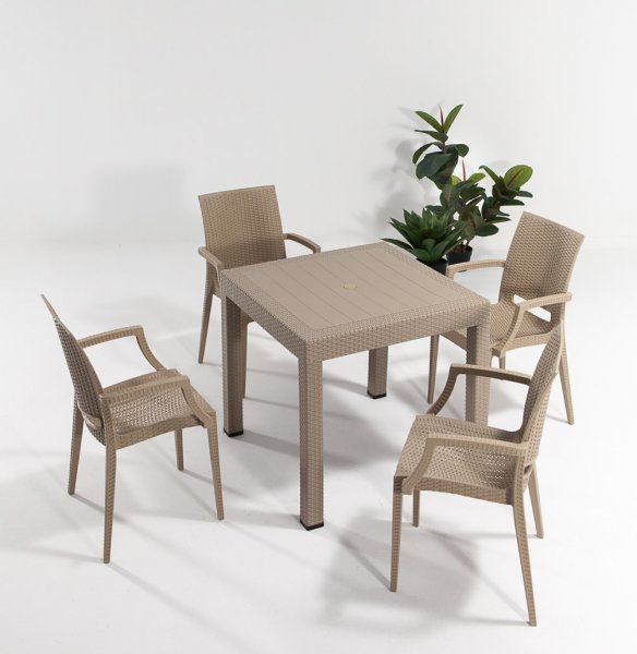 Rattan Masa Seti Lüks Cappucino