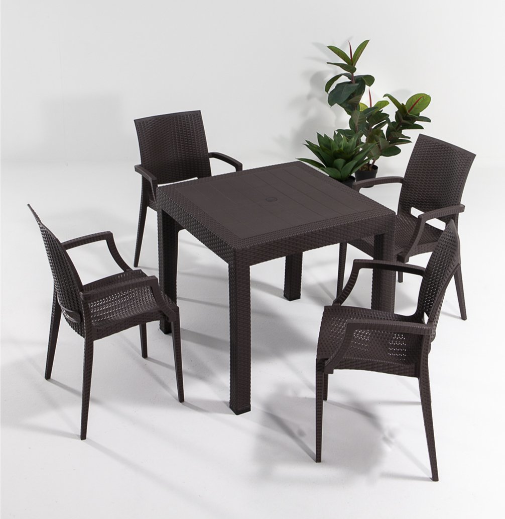 Rattan Masa Seti Lüks Kahve