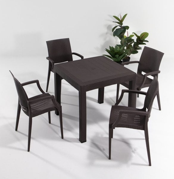 Rattan Masa Seti Lüks Kahve