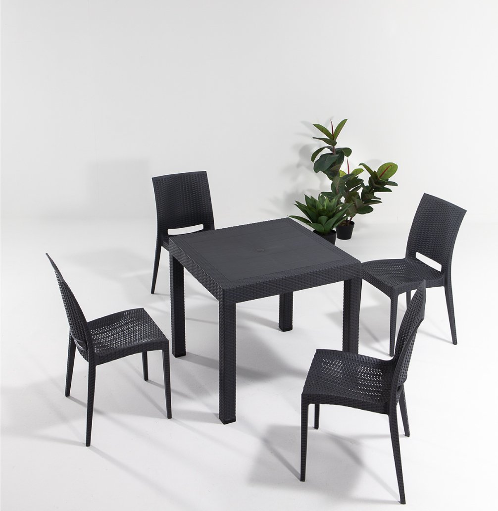 Rattan Masa Seti Antrasit