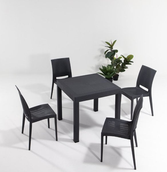 Rattan Masa Seti Antrasit