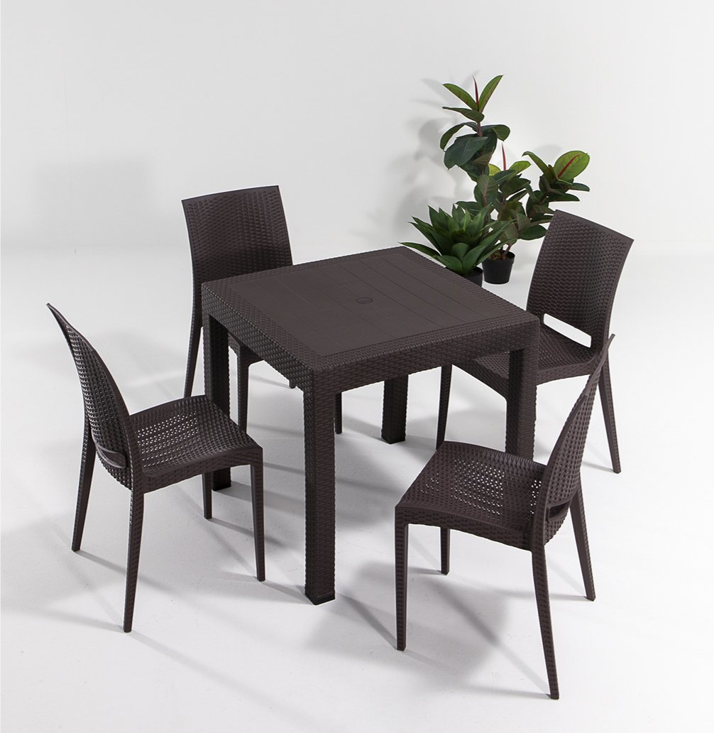 Rattan Masa Seti Kahve