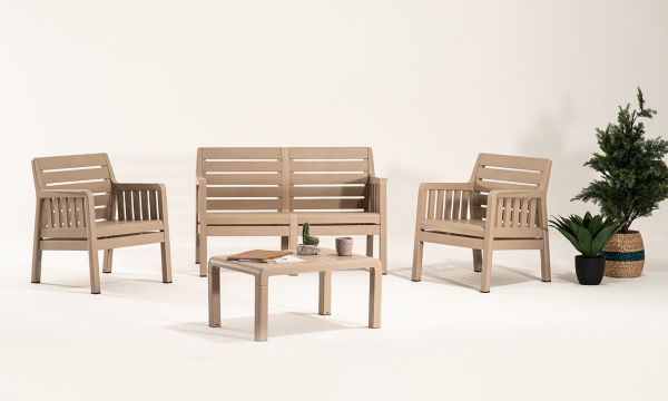 Lara 2+1+1 S Bahçe Oturma Grubu (Mindersiz) Cappucino