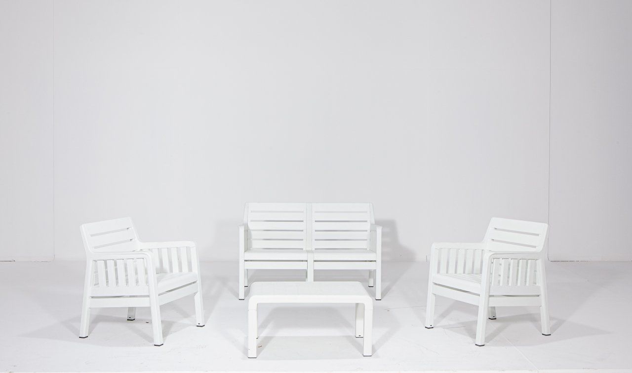 Lara 2+1+1 S Bahçe Oturma Grubu (Mindersiz) Beyaz