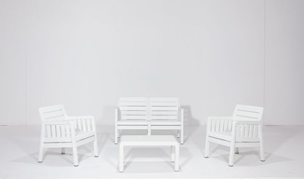 Lara 2+1+1 S Bahçe Oturma Grubu (Mindersiz) Beyaz