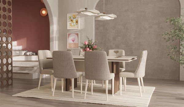 Linen Masa + 6 Sandalye Takımı