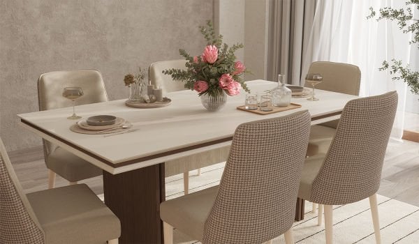 Linen Masa + 6 Sandalye Takımı