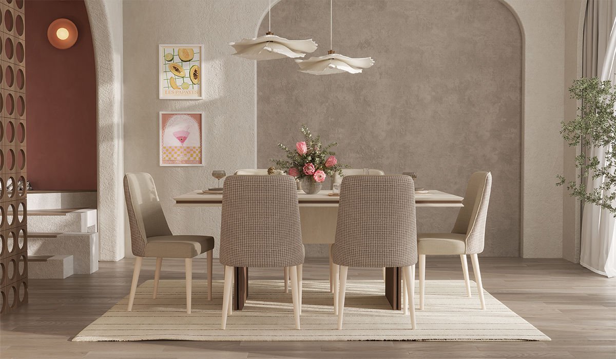Linen Masa + 6 Sandalye Takımı