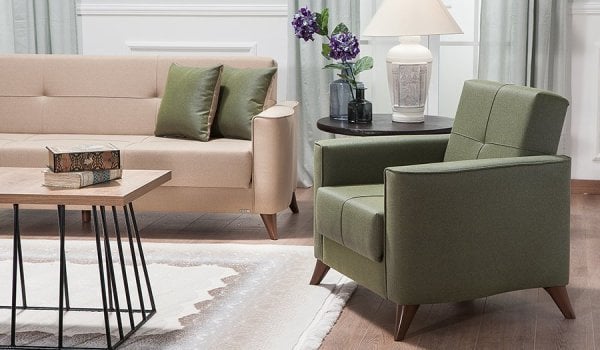 Star Midi Koltuk Takımı Krem-Yeşil