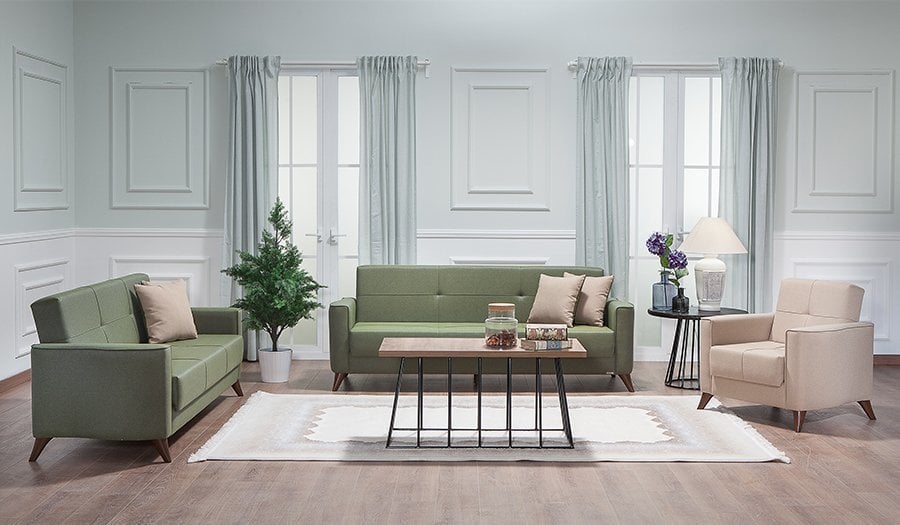 Star Midi Koltuk Takımı Yeşil-Krem