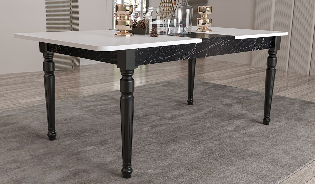 Beyaz Avrupa Yemek Odası Masa