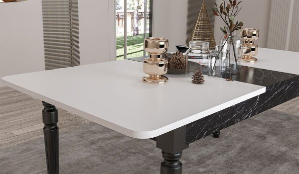 Beyaz Avrupa Yemek Odası Masa