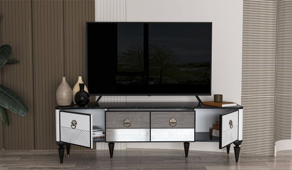 Beyaz Avrupa Yemek Odası Tv Ünitesi Alt Modül
