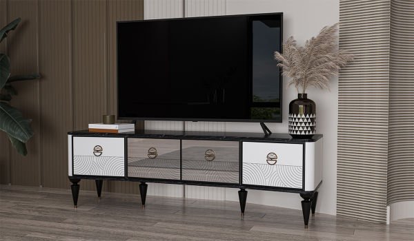 Beyaz Avrupa Yemek Odası Tv Ünitesi Alt Modül