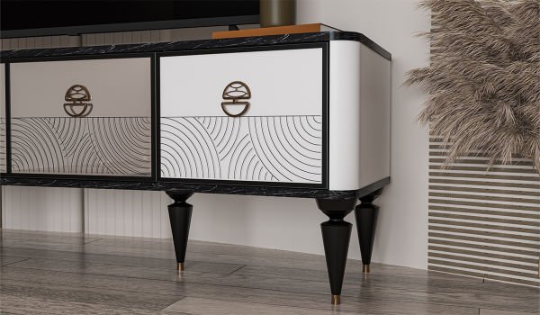 Beyaz Avrupa Yemek Odası Tv Ünitesi Alt Modül