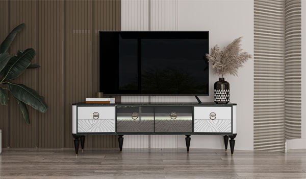 Beyaz Avrupa Yemek Odası Tv Ünitesi Alt Modül