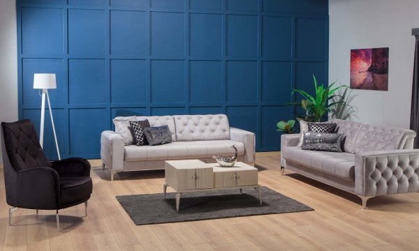 Vivaldi Midi Koltuk Takımı Gri-Krom Ayak