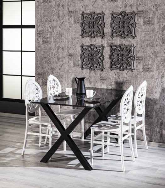 Matrix Maxima Masa + Venüs 4 Adet Sandalye Takımı - Beyaz