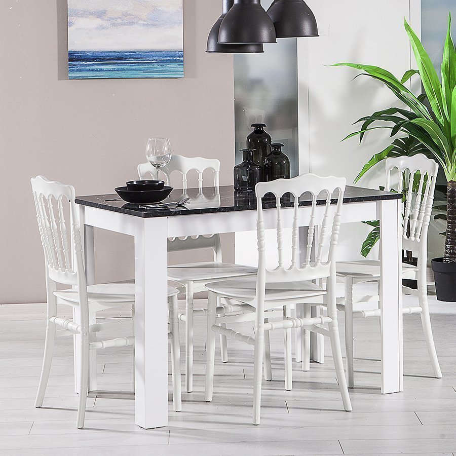 Mirage Masa + Napolyon 4 Adet Sandalye Takımı - Beyaz