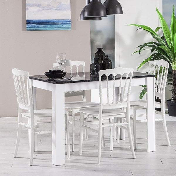 Mirage Masa + Napolyon 4 Adet Sandalye Takımı - Beyaz