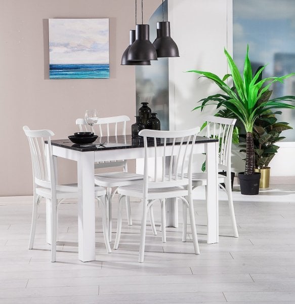 Mirage Masa + Violet 4 Adet Sandalye Takımı - Beyaz