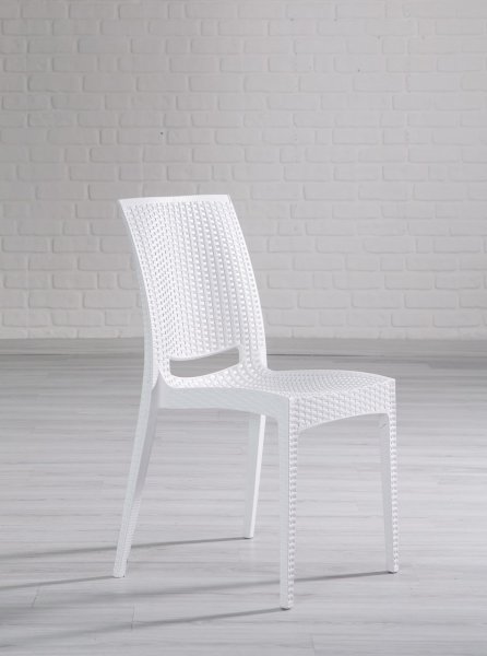Rattan Large Camlı Masa Seti - Beyaz