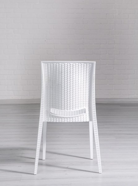 Rattan Large Camlı Masa Seti - Beyaz