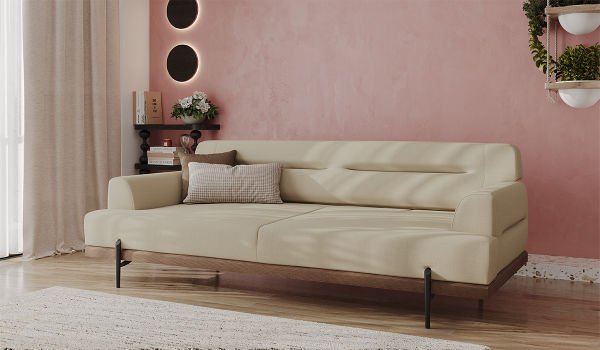 Linen Üçlü Koltuk Krem