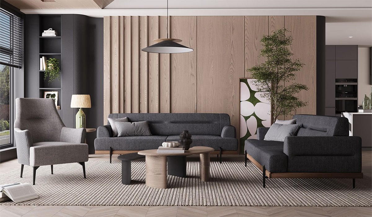 Linen Midi Koltuk Takımı Antrasit