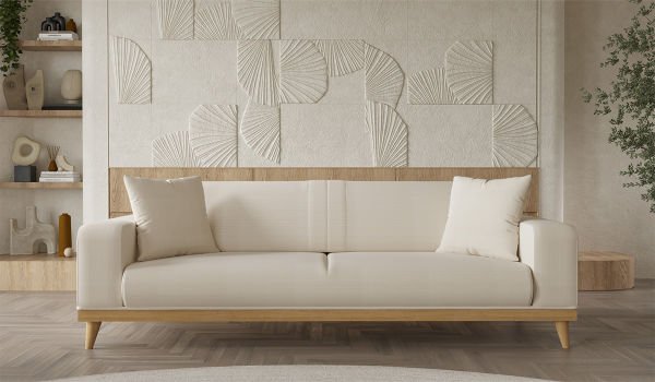 Nitra Üçlü koltuk Krem