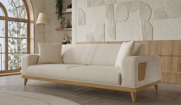 Nitra Üçlü koltuk Krem