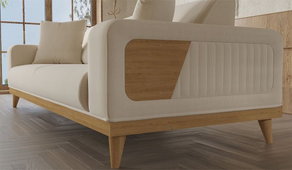 Nitra Üçlü koltuk Krem