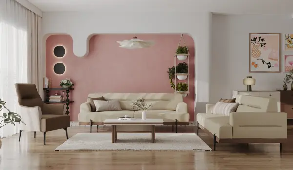 Linen Koltuk Takımı - Krem